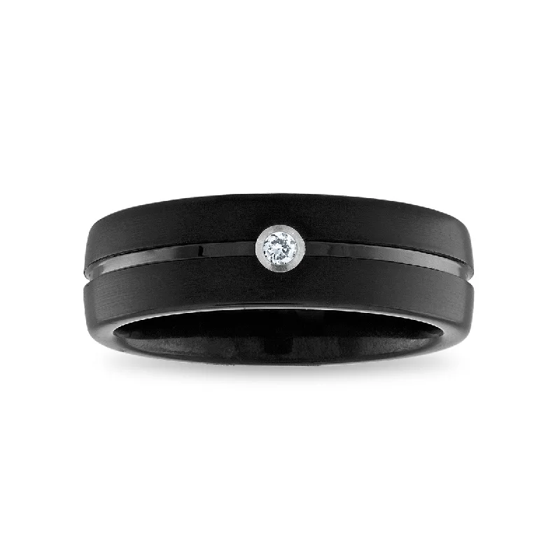 Secret glyph ring-1/25 CTW Diamond Wedding Ring in Black Tungsten