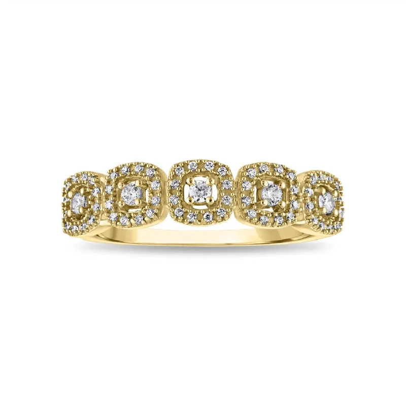 Multi-stack ring-1/4 CTW Diamond Halo Anniversary Ring in 10KT Gold