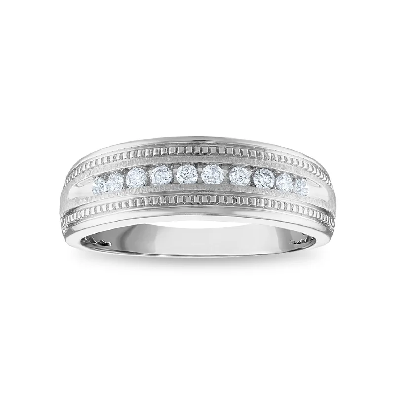 Stone relic ring-1/4 CTW Diamond Wedding Ring in 10KT White Gold