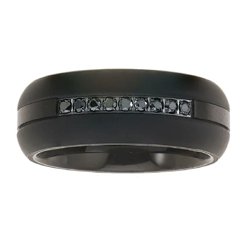 Reed wrap ring-1/5 CTW Diamond Wedding Ring in Black Tungsten