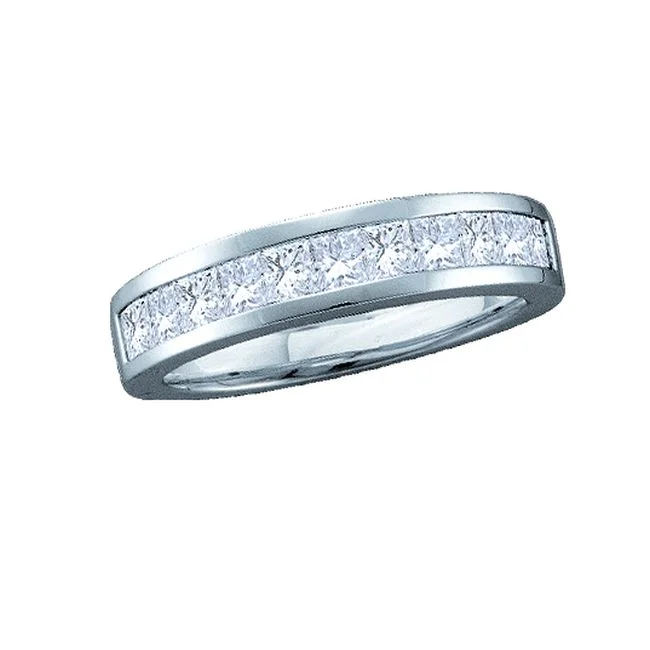 Chipped band ring-1 CTW Diamond Wedding Ring in 14KT White Gold