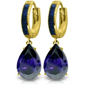 Curled sprig earrings-10.6 Carat 14K Solid Yellow Gold Dramatique Sapphire Earrings