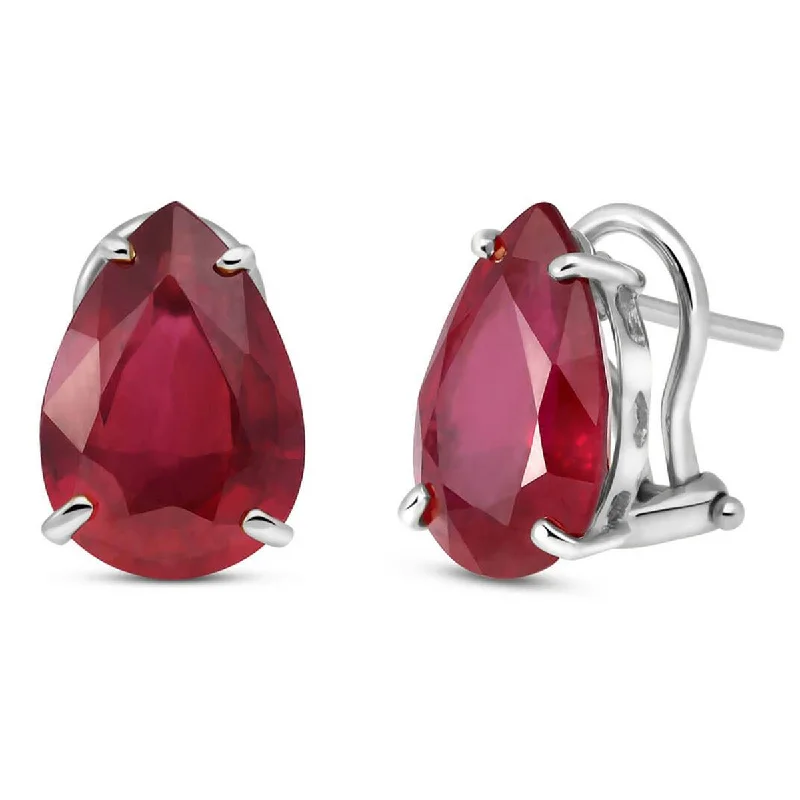 Ribbed edge earrings-10 Carat 14K Solid White Gold Beginning Of A Dream Ruby Earrings