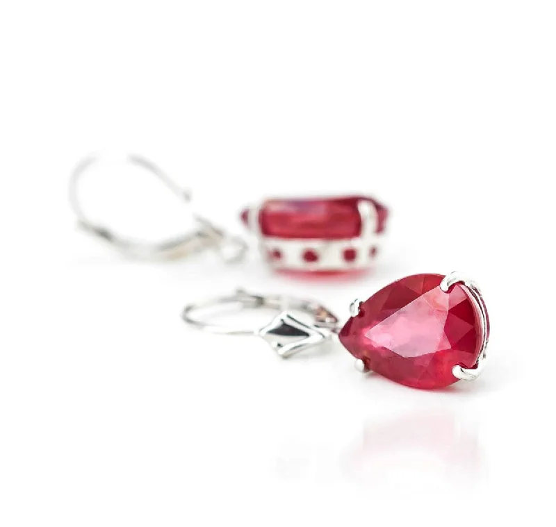 Hooked clasp earrings-10 Carat 14K Solid White Gold Lady In Red Ruby Earrings