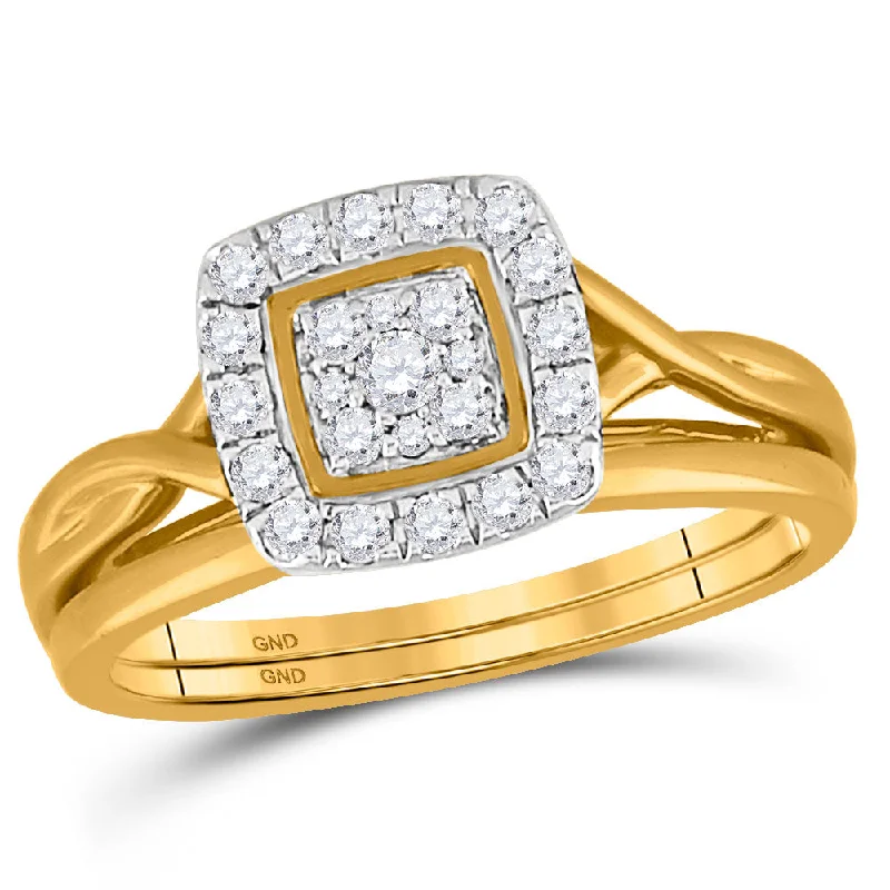 Savanna grass ring-10kt Yellow Gold Round Diamond Bridal Wedding Ring Band Set 1/3 Cttw