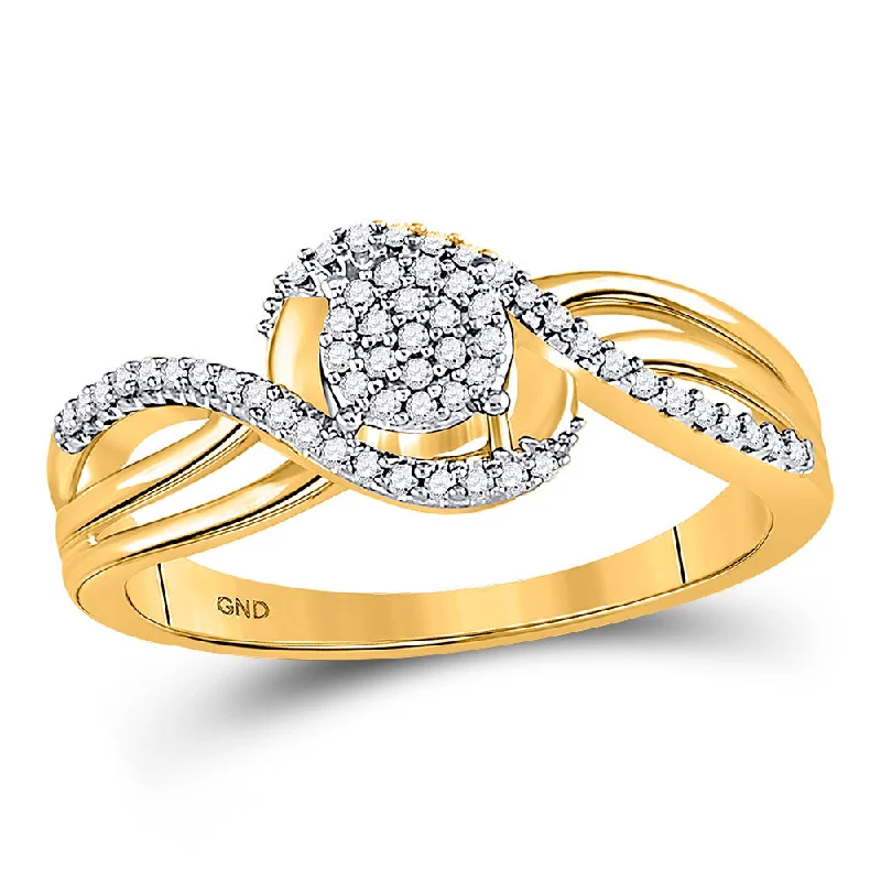 Creeper vine ring-10kt Yellow Gold Womens Round Diamond Circle Cluster Strand Ring 1/6 Cttw