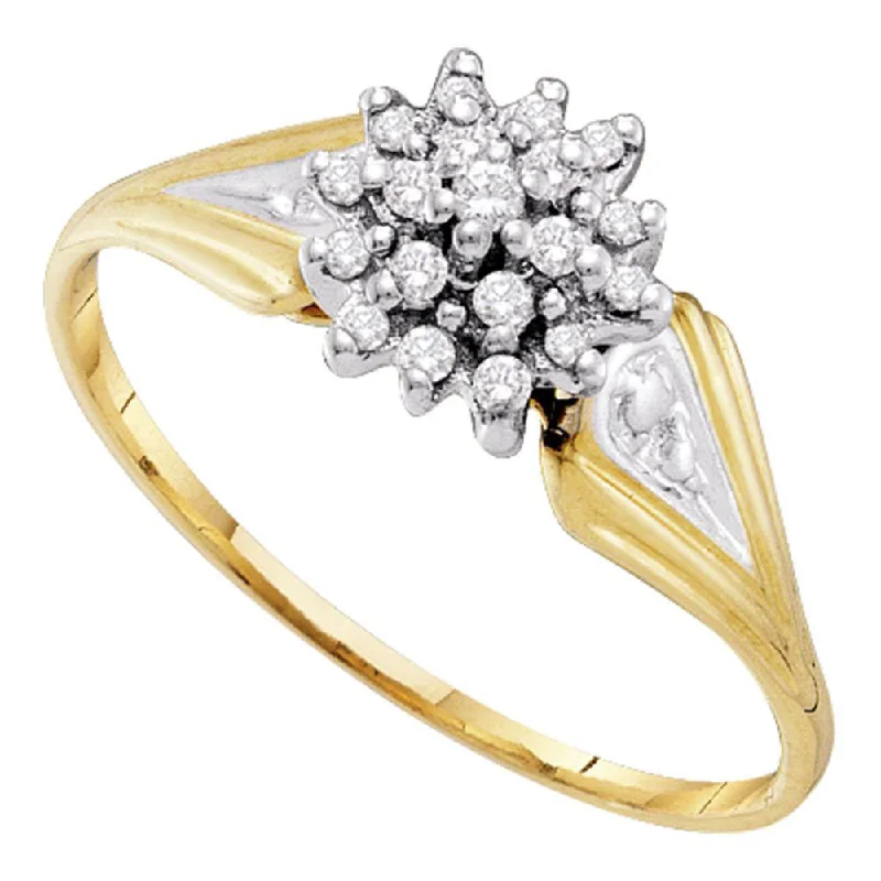 Hemp wrap ring-10kt Yellow Gold Womens Round Diamond Cluster Ring 1/10 Cttw