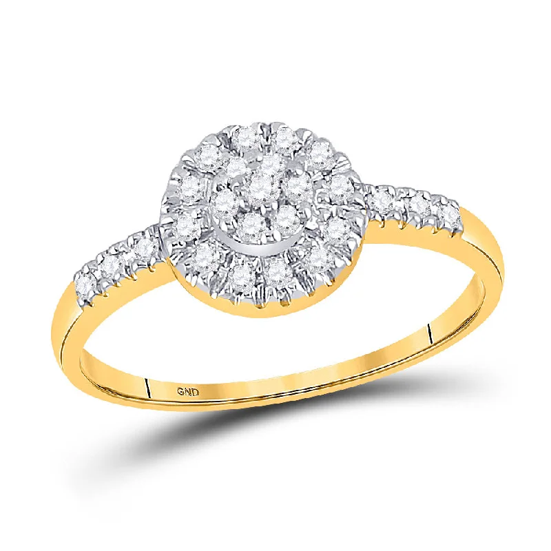 Savanna grass ring-10kt Yellow Gold Womens Round Diamond Cluster Ring 1/5 Cttw