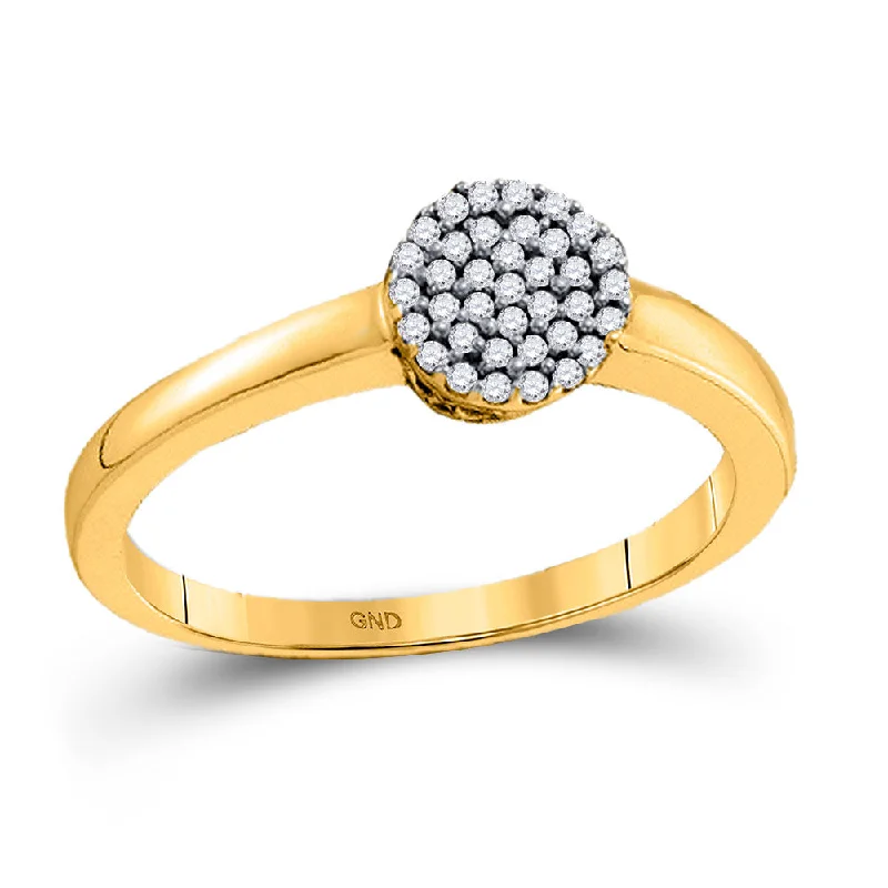 Chipped band ring-10kt Yellow Gold Womens Round Diamond Cluster Ring 1/8 Cttw