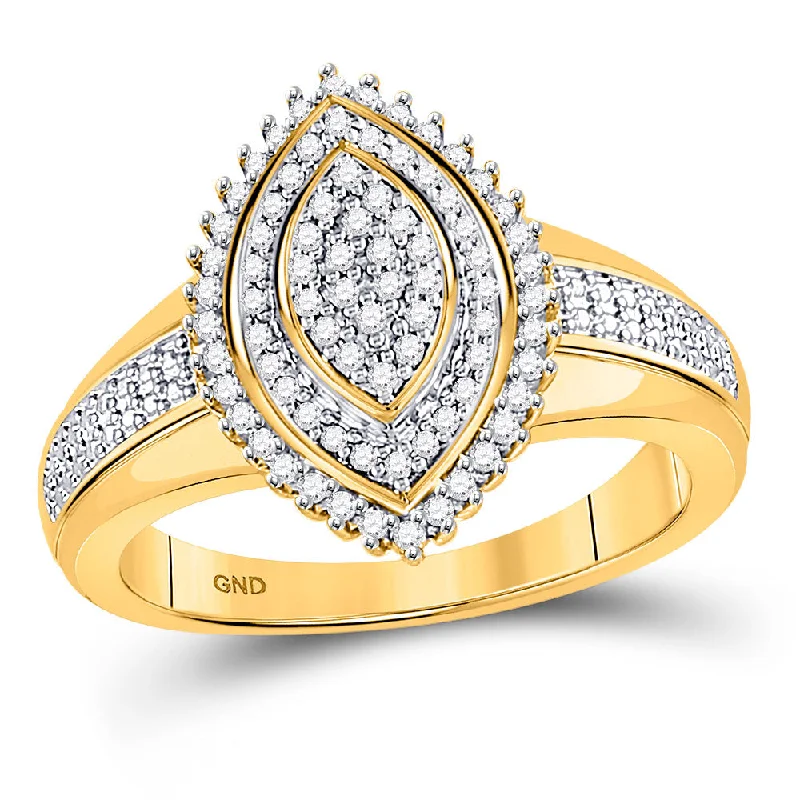 Infinity twist ring-10kt Yellow Gold Womens Round Diamond Marquise-shape Cluster Ring 1/4 Cttw