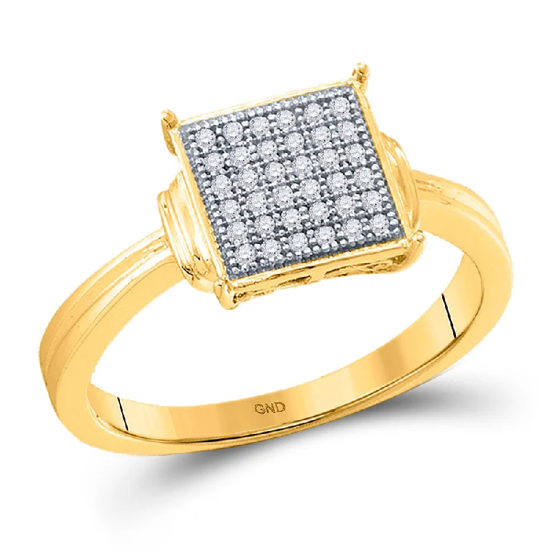 Muted dye ring-10kt Yellow Gold Womens Round Diamond Square Cluster Ring 1/10 Cttw