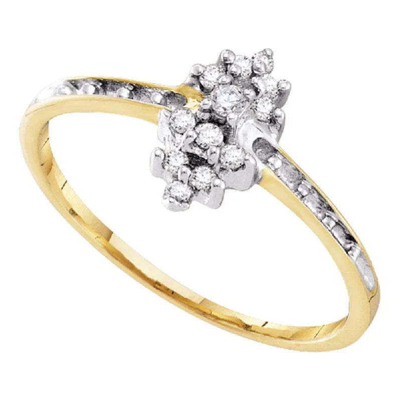 Dotted finish ring-10kt Yellow Gold Womens Round Prong-set Diamond Small Cluster Ring 1/8 Cttw