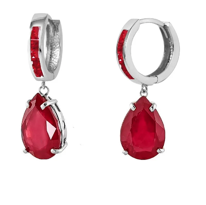 Grooved rim earrings-11.3 Carat 14K Solid White Gold Something Red Ruby Earrings