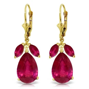 Horn curve earrings-11 Carat 14K Solid Yellow Gold Tulip Bow Ruby Earrings