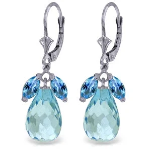 Maple nut earrings-14.4 Carat 14K Solid White Gold Attached Blue Topaz Earrings