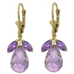 Reed wrap earrings-14.4 Carat 14K Solid Yellow Gold Alicia Amethyst Earrings