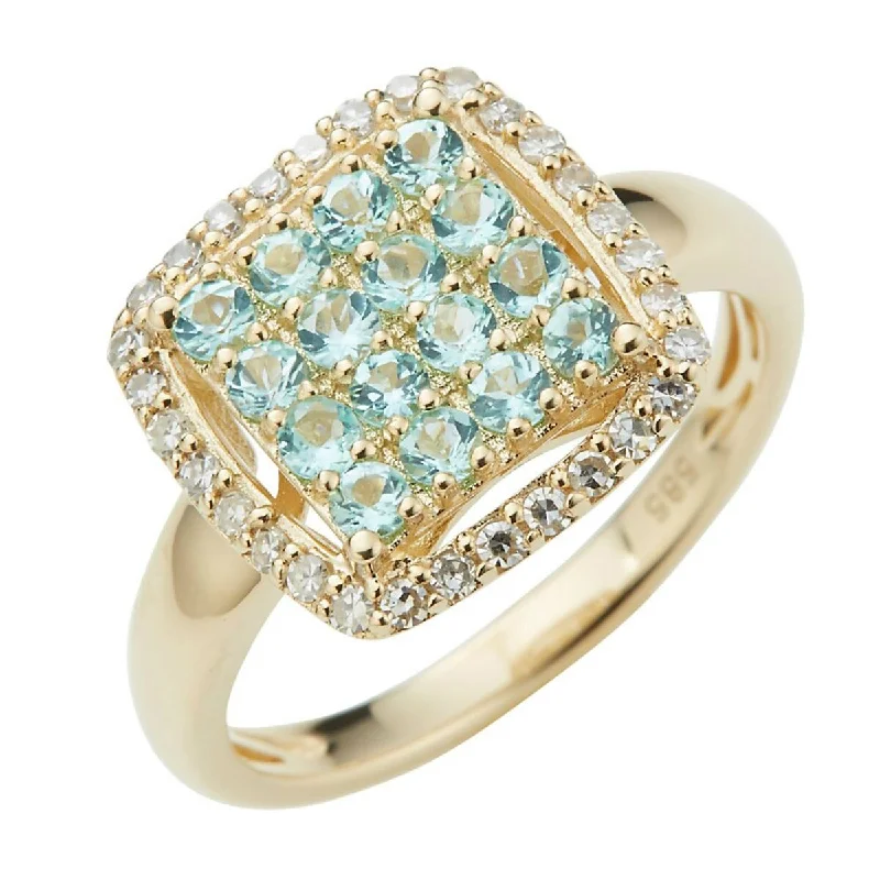 Slit vent ring-14K Gold Paraiba Tourmaline and Diamond Ring