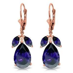 Spectral set earrings-14K Solid Rose Gold Leverback Earrings Natural Sapphire Series