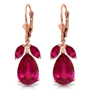 Layered scale earrings-14K Solid Rose Gold Leverback Earrings Ruby Certified Class Imperial