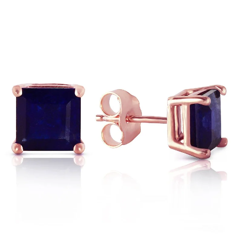 Layered scale earrings-14K Solid Rose Gold Stud Earrings Natural Sapphire Jewelry