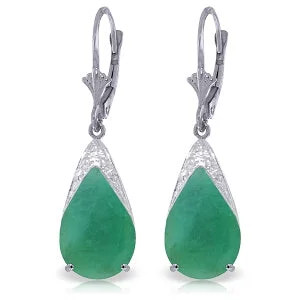 Cracked rind earrings-14K. WHITE GOLD LEVERBACK EARRING WITH NATURAL EMERALDS