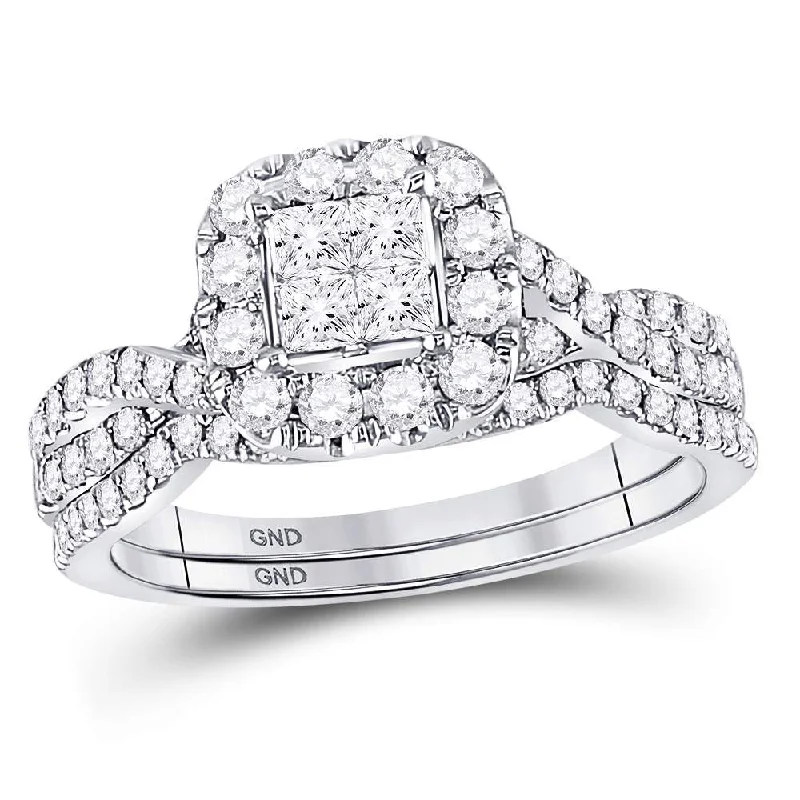 Muted dye ring-14kt White Gold Princess Diamond Bridal Wedding Ring Band Set 1 Cttw