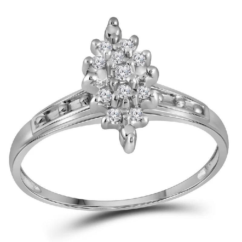 Pearl seed ring-14kt White Gold Womens Round Diamond Marquise-shape Cluster Ring 1/10 Cttw