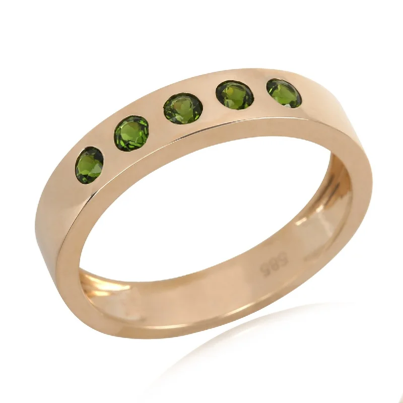 Regency curve ring-14Kt Yellow Gold Chrome Diopside 5 Stone Ring