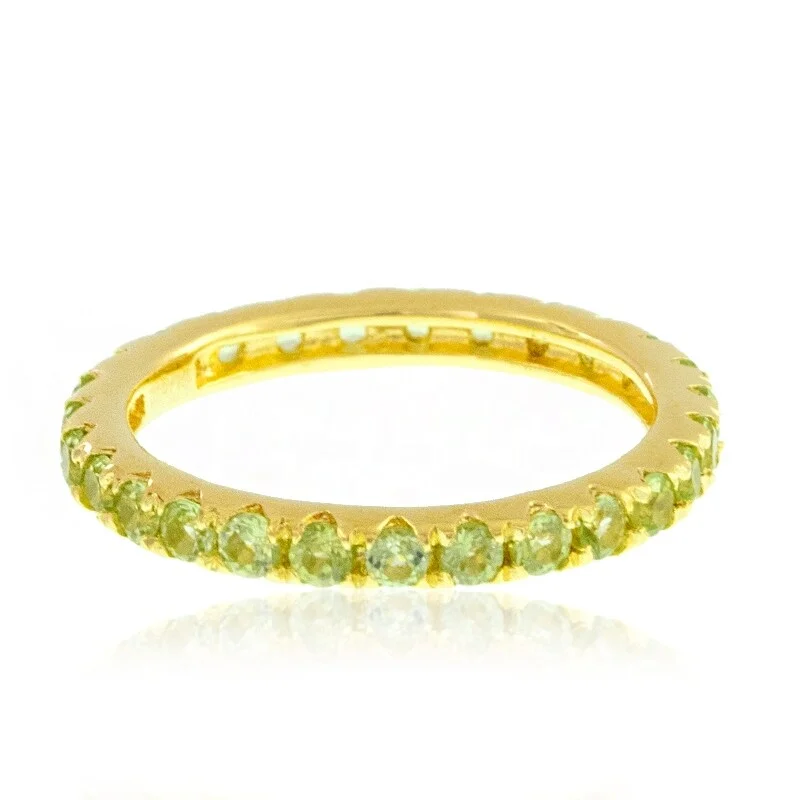 Cushion-cut ruby ring-14KT Yellow Gold Peridot Gemstone Eternity Band Ring