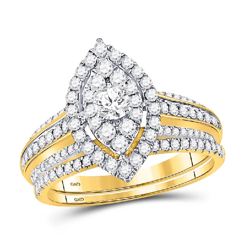 Ash husk ring-14kt Yellow Gold Round Diamond Bridal Wedding Ring Band Set 1 Cttw