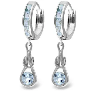 Scythian stud earrings-2.15 Carat 14K Solid White Gold Smell Of Your Skin Aquamarine Earrings