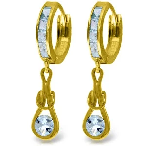 Pine twig earrings-2.15 Carat 14K Solid Yellow Gold Love Knot Aquamarine Earrings