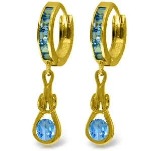 Baroque flair earrings-2.5 Carat 14K Solid Yellow Gold Love Knot Blue Topaz Earrings