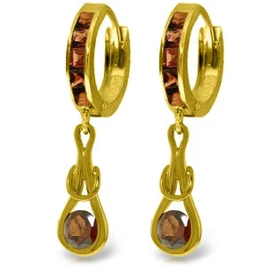 Twin gem earrings-2.6 Carat 14K Solid Yellow Gold Love Knot Garnet Earrings