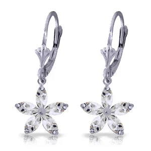 Nailed design earrings-2.8 Carat 14K Solid White Gold Rewards Of Integrity White Topaz Earrings