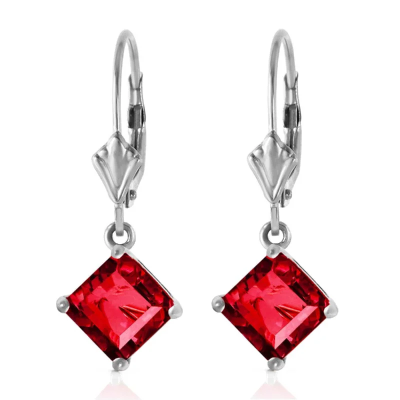 Vintage flair earrings-2.9 Carat 14K Solid White Gold Heart Isn't Coy Ruby Earrings