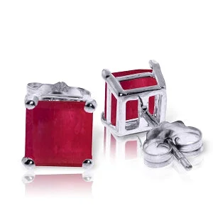 Ribbed edge earrings-2.9 Carat 14K Solid White Gold Life In Lalaland Ruby Earrings