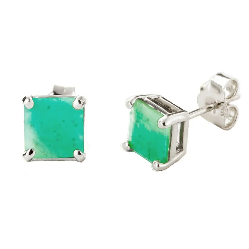 Rotating gem earrings-2.9 Carat 14K Solid White Gold Lights On Emerald Earrings