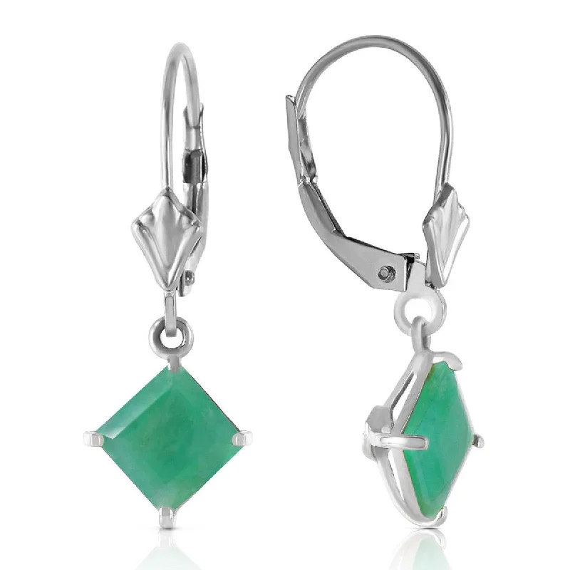 Aged patina earrings-2.9 Carat 14K Solid White Gold Smooth Talk Emerald Earrings