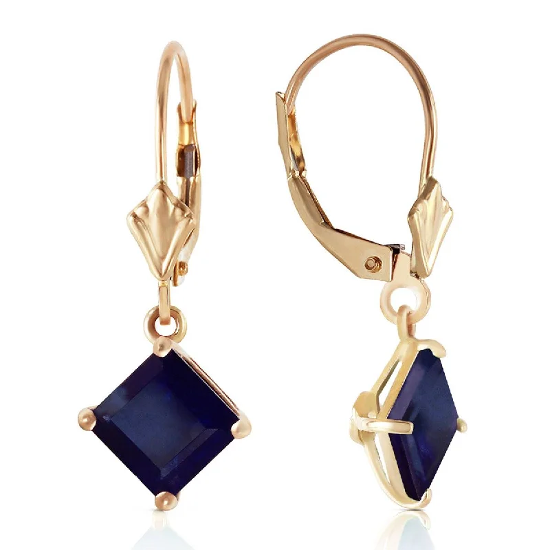 Cracked rind earrings-2.9 Carat 14K Solid Yellow Gold Cool Current Sapphire Earrings