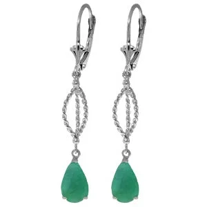 Sage leaf earrings-2 Carat 14K Solid White Gold Fulfilled Vows Emerald Earrings