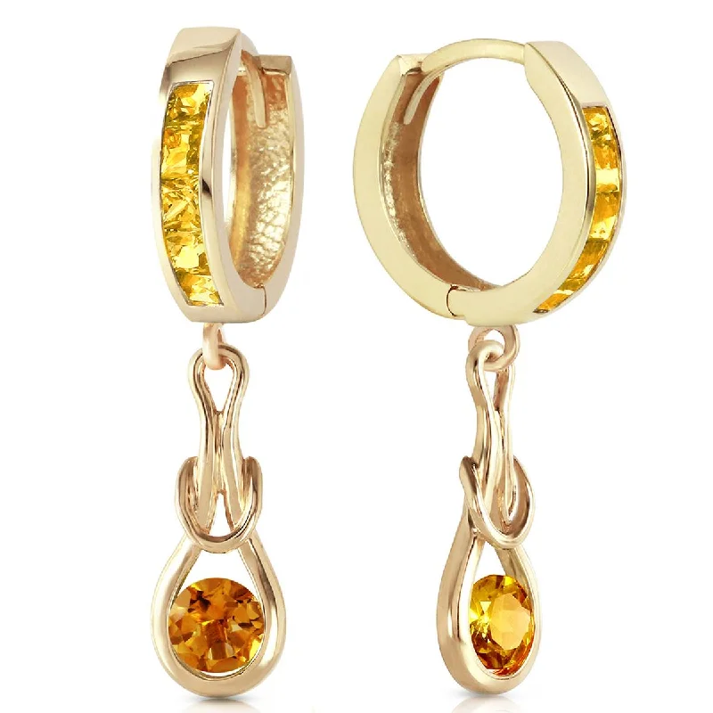 Plaited weave earrings-2 Carat 14K Solid Yellow Gold Love Knot Citrine Earrings