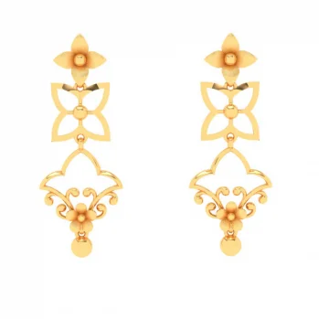 Oat stem earrings-22k Elegant Gold Earrings With Floral Patterns From Mugdhaa Collection