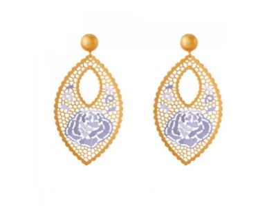 Faceted cut earrings-22k Exclusive Jali Work Gold Earrings With Colourful Yellow Detailing