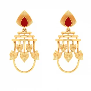 Angled rim earrings-22k Gold Ear Top With Leafy Design From Mugdhaa Collection