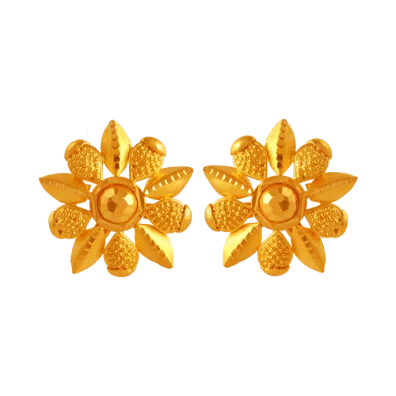 Ethnic braid earrings-22k Little Flower Gold Earrings From Amazea Collection