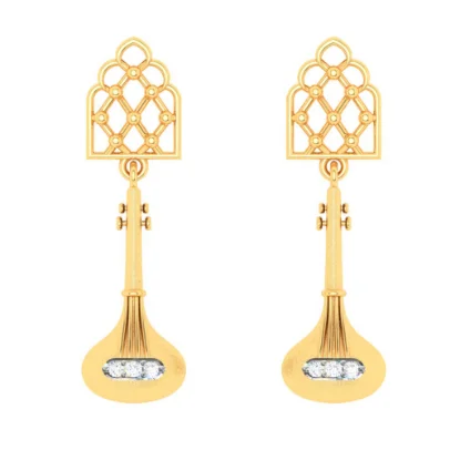 Copper relic earrings-22KT Sitaar Shaped Gold Earrings From Mugdhaa Collection