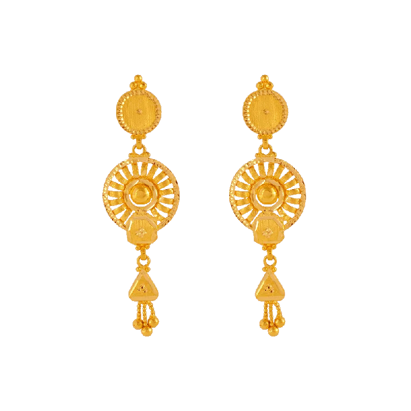 Angled rim earrings-22KT Yellow Gold Jhumki Earrings For Women