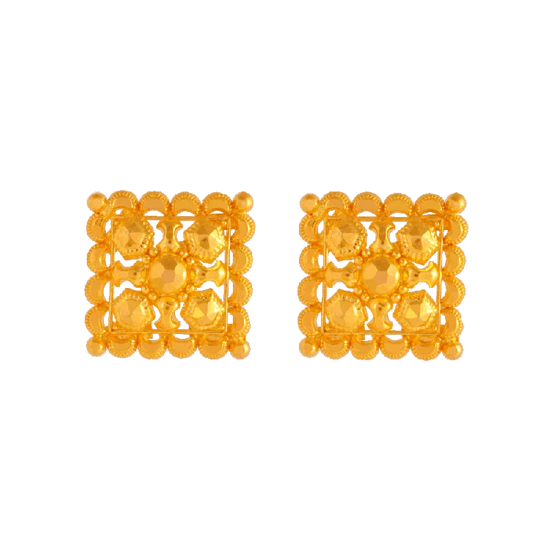 Layered scale earrings-22KT Yellow Gold Stud Earrings For Women