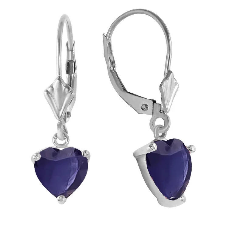 Plaited weave earrings-3.1 Carat 14K Solid White Gold Emotions Expressed Sapphire Earrings